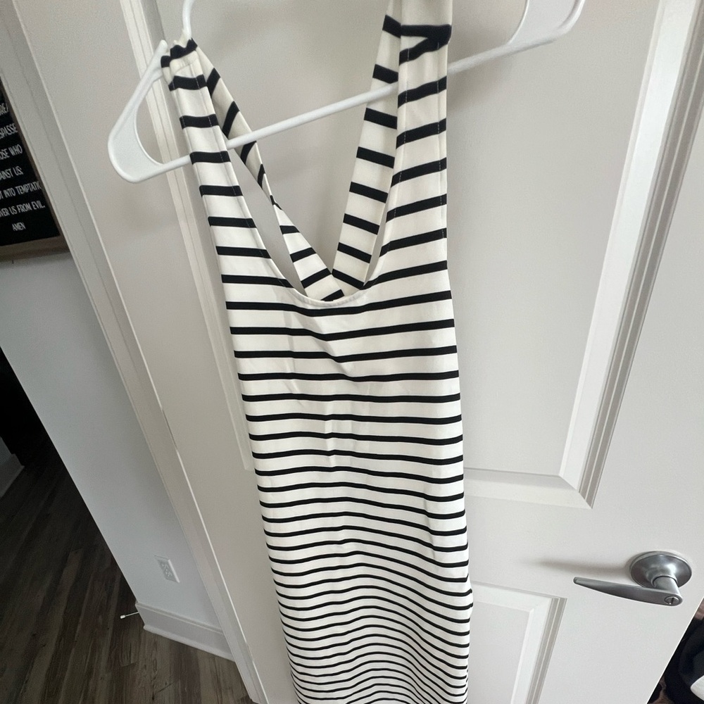 Zara B&W striped midi dress